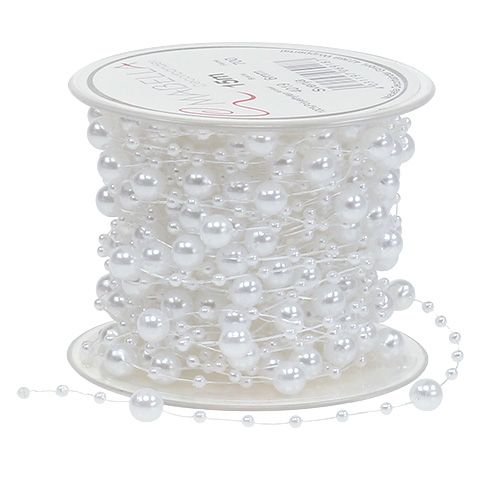 Floristik24 Perlenband Weiß 6mm 15m