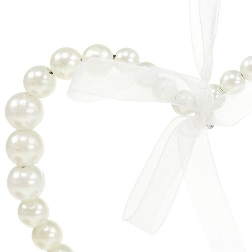 Floristik24 Perlenherz 10cm Hochzeitdeko creme 6St