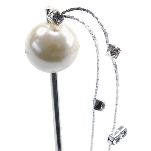 Floristik24 Perlkopf Dekonadel Weiß Ø15mm L12cm 6St