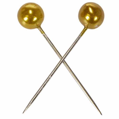 Perlkopfnadeln Gold Kunststoff Ø15mm Länge 75mm für Floristik und Bastelarbeiten | Floristik24.ch