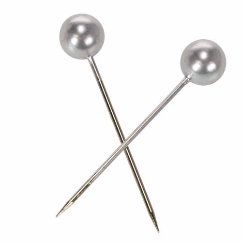 Silberfarbene Perlkopfnadeln Kunststoff Ø15mm, Länge 75mm – 10 Stück | Floristik24.ch