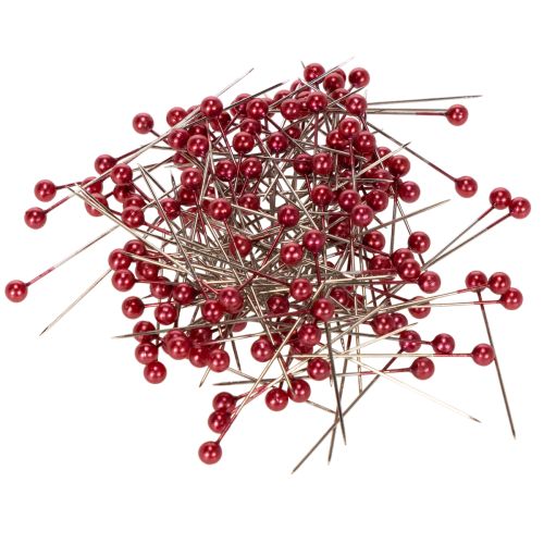 Perlkopfnadeln Rot Metall Ø4mm 40mm 150 Stück für Floristik und Dekoration