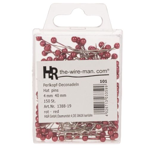 Perlkopfnadeln Rot Metall Ø4mm