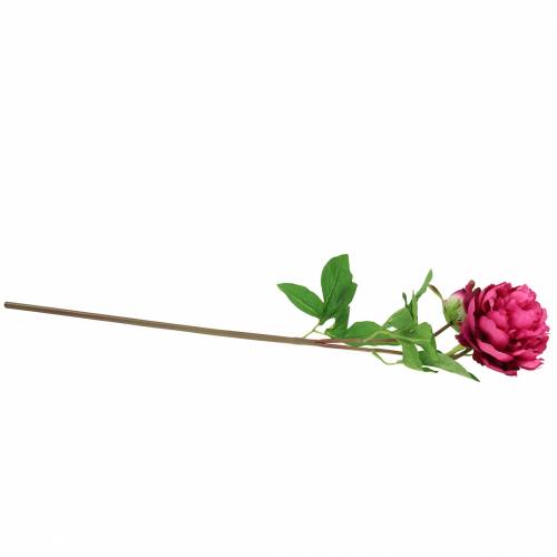 Floristik24 Pfingstrose Kunstblume mit Blüte und Knospe Lila Magenta 68cm