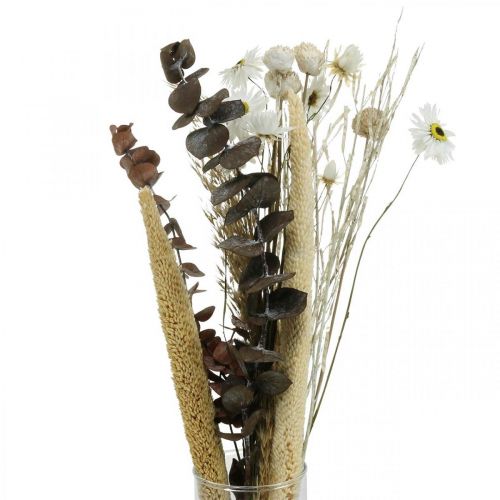 Artikel Trockenblumen Strauß mit Eukalyptus Weiß DIY Box H30-35cm