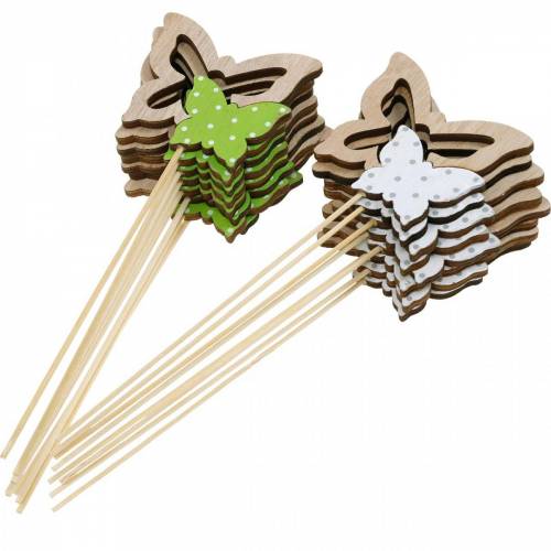Floristik24 Pflanzenstecker Schmetterling am Stab Holz Frühlingsdeko 16 St