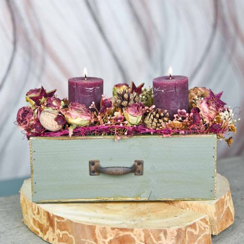 Floristik24 Pflanzgefäß Deko-Schublade Holz Shabby Chic Grün 25x13x9cm