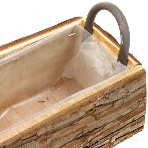 Floristik24 Pflanzgefäß, Holzkasten mit Rinde, Blumentopf mit Griffen 46cm