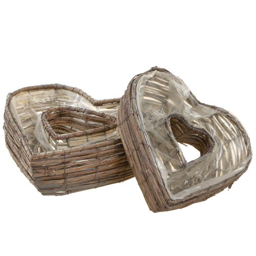 Floristik24 Pflanzherz Pflanzschale Herz Natur Grau 30/40cm Set 2St