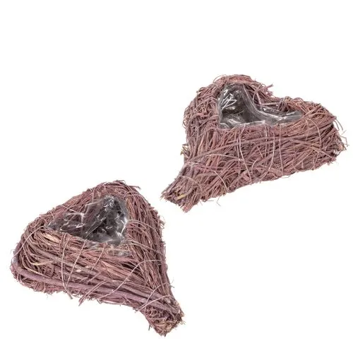 Herzförmige Schale aus Zweigen mit Folieneinsatz 14 cm 2er-Set online kaufen | Floristik24.ch