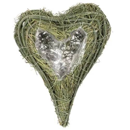 Pflanzherz aus Naturmaterial mit Folieneinsatz 22cm Grün 2er-Set | Floristik24.ch