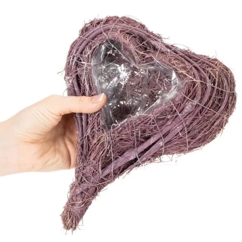 Pflanzherz mit Folie aus Rebenmaterial lila 24cm | Floristik24.ch