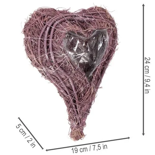 Pflanzherz mit Folie aus Rebenmaterial lila 24cm | Floristik24.ch