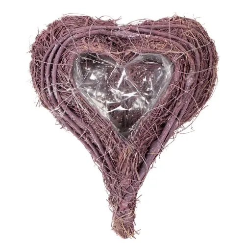Pflanzherz mit Folie aus Rebenmaterial lila 24cm | Floristik24.ch