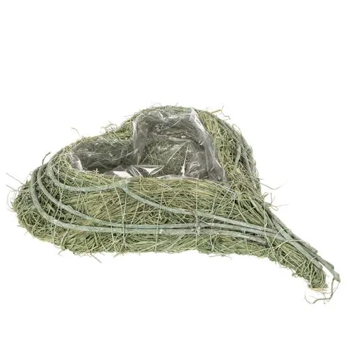 Herzschale aus Naturgras mit Folie 38 cm Grün für kreative Bepflanzung