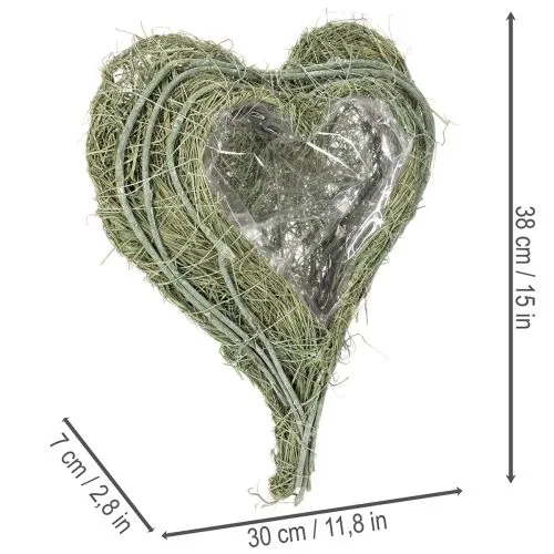 Herzschale aus Naturgras mit Folie 38 cm Grün für kreative Bepflanzung | Floristik24.ch