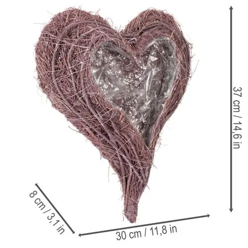 Herzschale aus Zweigen mit Folieneinsatz 37 cm Lila für Dekoration und Bepflanzung | Floristik24.ch