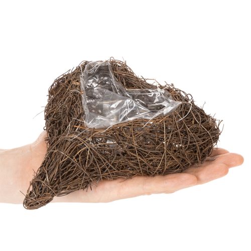 Pflanzgefäss Herz aus Rebenzweigen mit Folie, 16x20 cm, Braun, 2er-Set | Floristik24.ch
