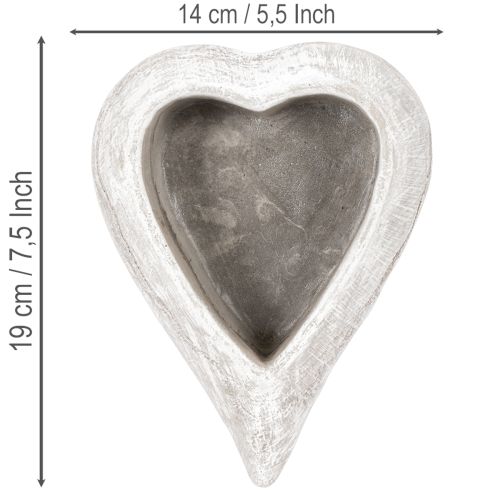 Dekoschale Herzform grau 19cm aus Steinguss | Floristik24.ch