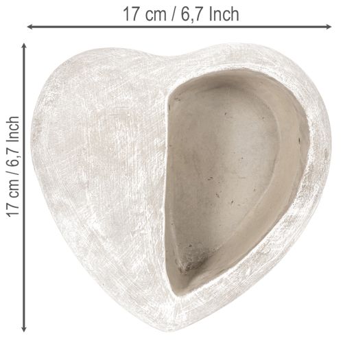 Pflanzschale Herz 17 cm Steinguss Grau | Floristik24.ch