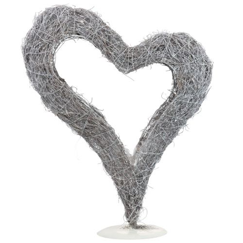 Floristik24 Pflanzherz Stehend Rebenherz Weiß Tischdeko 36×9×48cm