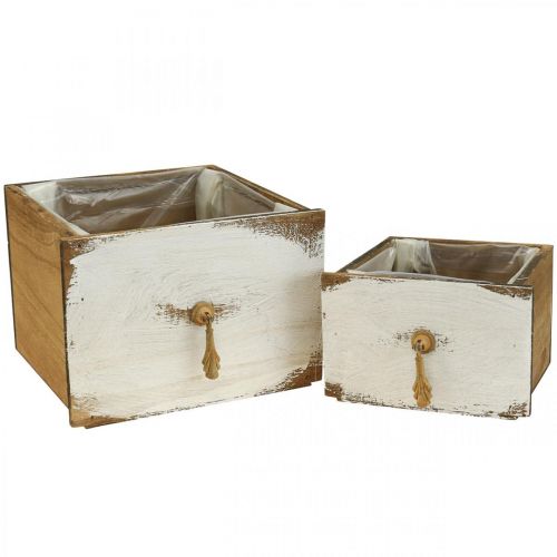 Floristik24 Pflanzkasten Holz Schublade Shabby Chic 14/19cm 2er-Set