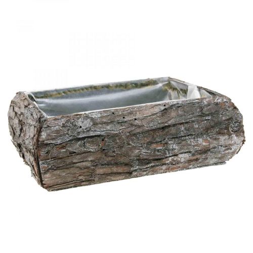Floristik24 Pflanzkasten aus Holz Deko Pflanzschale mit Rinde 18×13×6cm