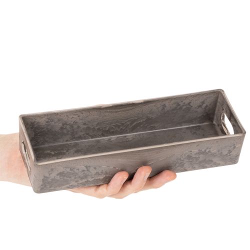 Rechteckiges Deko-Tablett aus Kunststoff 23cm Anthrazit | Floristik24.ch