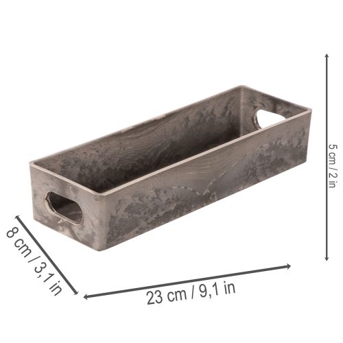 Rechteckiges Deko-Tablett aus Kunststoff 23cm Anthrazit | Floristik24.ch