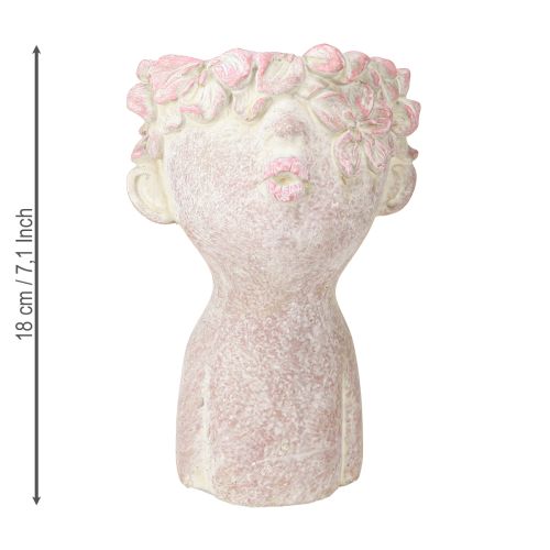 Floristik24 Pflanzkopf Kussmund Büste zum Bepflanzen Rosa 18cm 3 St