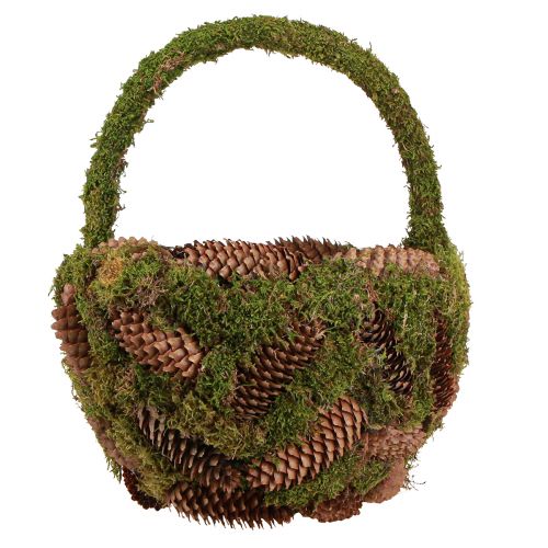 Artikel Rustikaler Pflanzkorb Moos und Fichtenzapfen - Dekokorb mit Henkel Ø32cm H42cm - Vielseitige Garten- und Heimdekoration