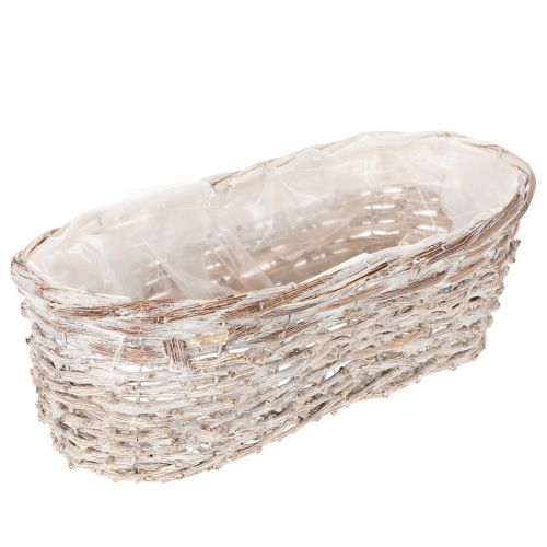Korb Pflanzkorb Weide mit Folieneinsatz oval Weiss 37cm