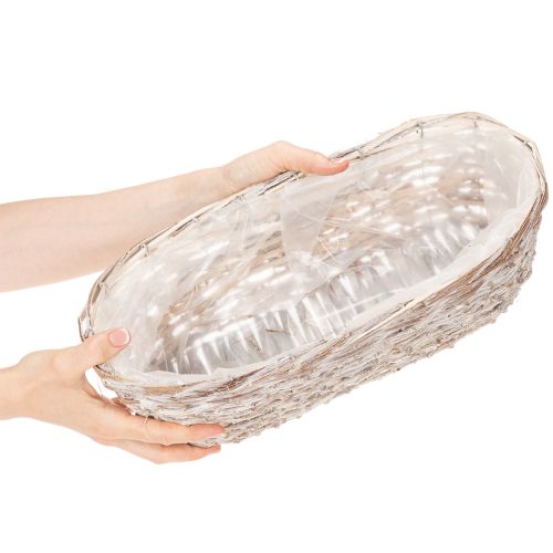 Korb Pflanzkorb Weide mit Folieneinsatz oval Weiss 37cm | Floristik24.ch
