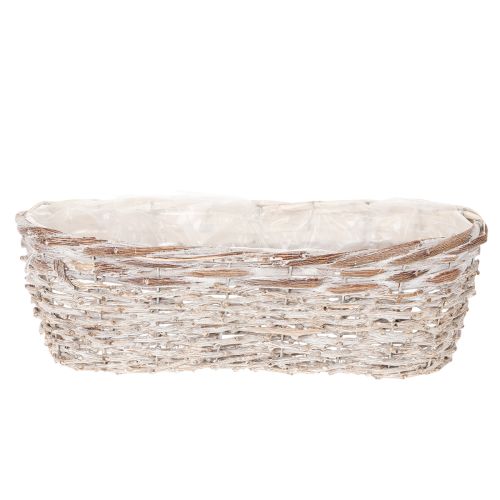Korb Pflanzkorb Weide mit Folieneinsatz oval Weiss 37cm | Floristik24.ch