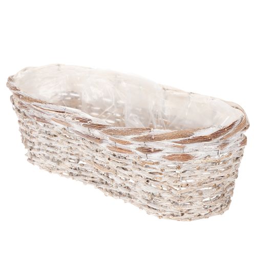 Korb Pflanzkorb Weide mit Folieneinsatz oval Weiss 37cm | Floristik24.ch