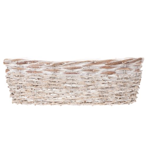 Korb Pflanzkorb Weide mit Folieneinsatz oval Weiss 37cm | Floristik24.ch