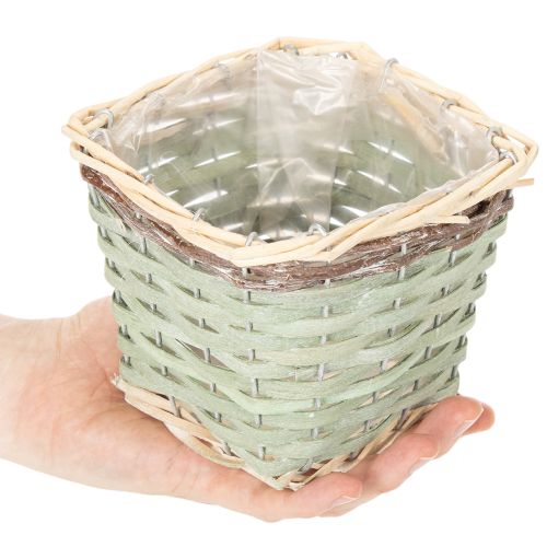 Pflanzkorb quadratisch 14cm mit Folie Holz bunt 4er-Set | Floristik24.ch