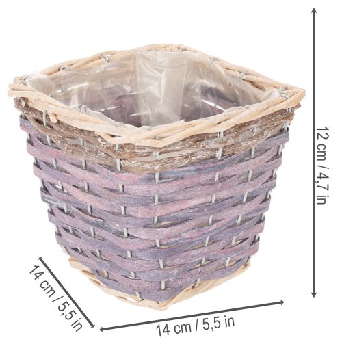 Pflanzkorb quadratisch 14cm mit Folie Holz bunt 4er-Set | Floristik24.ch