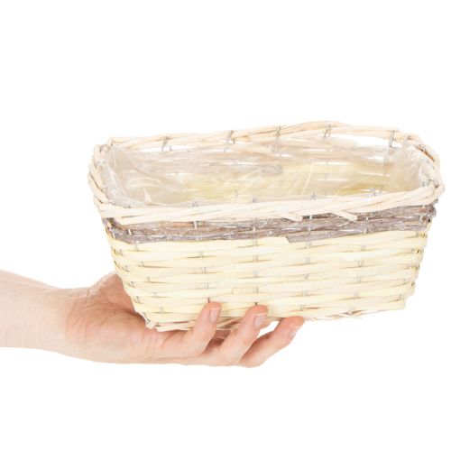 Pflanzkorb rechteckig Holz mit Kunststofffolie 25 cm Mehrfarbig 4 Stück | Floristik24.ch