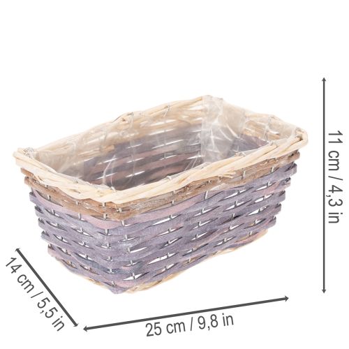 Pflanzkorb rechteckig Holz mit Kunststofffolie 25 cm Mehrfarbig 4 Stück | Floristik24.ch
