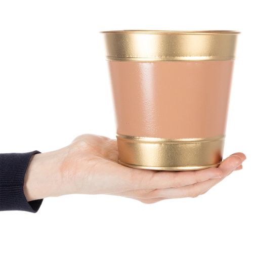 Pflanzkübel Metall-Übertopf Ø13cm H12cm, 4er-Set, Rosa, Beige, Pfirsich und Braun | Floristik24.ch