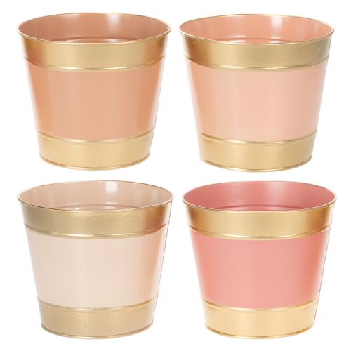 Pflanzkübel Metall Ø17cm H14,5cm Goldrand 4-teilig Sortiment Braun Beige Rosa Pfirsich online kaufen | Floristik24.ch