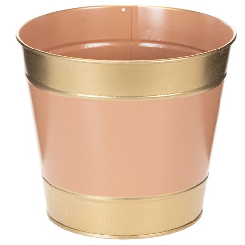 Pflanzkübel Metall Ø17cm H14,5cm Goldrand 4-teilig Sortiment Braun Beige Rosa Pfirsich | Floristik24.ch