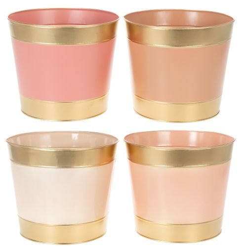 Pflanzkübel Metall Ø26cm H22cm Goldrand Rosa/Beige/Pfirsich/Braun 4er-Set online kaufen | Floristik24.ch