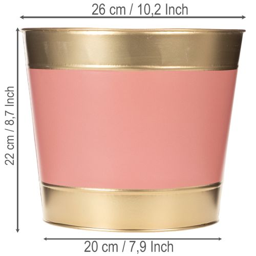 Pflanzkübel Metall Ø26cm H22cm Goldrand Rosa/Beige/Pfirsich/Braun 4er-Set | Floristik24.ch
