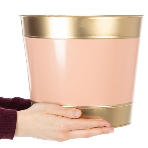 Pflanzkübel Metall Ø26cm H22cm Goldrand Rosa/Beige/Pfirsich/Braun 4er-Set | Floristik24.ch