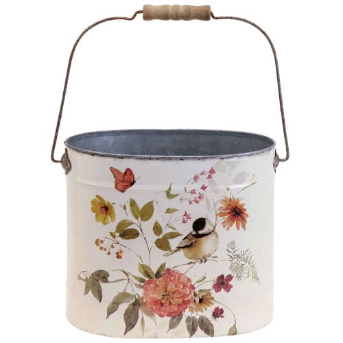 Floristik24 Pflanzkübel Metall mit Henkel Frühling Ø28/22/18cm 3er-Set