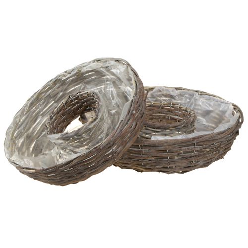 Floristik24 Pflanzringe Holz Rattan Natur Grau Ø40/45cm Set 2St