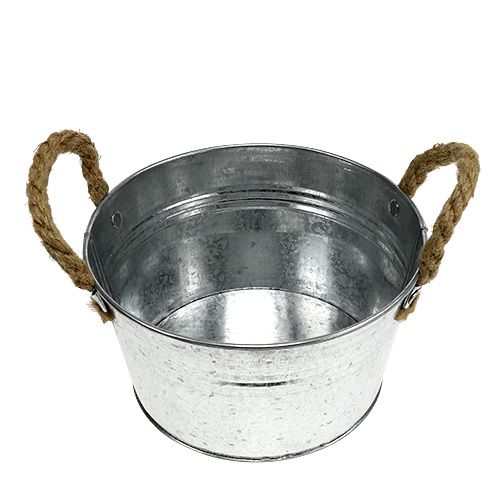 Floristik24 Pflanzschale aus Blech Silber Ø18cm H10cm