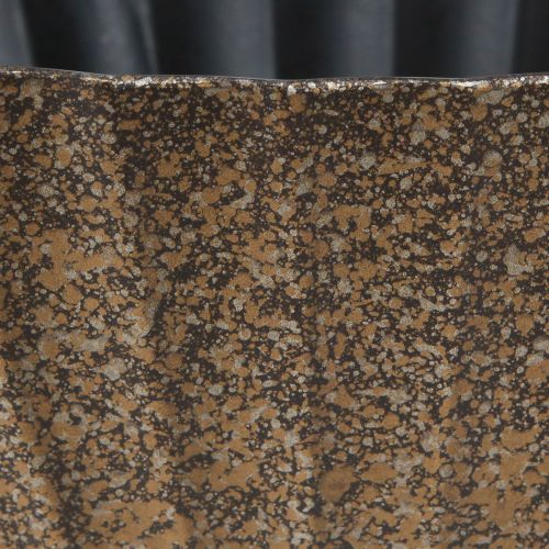 Floristik24 Pflanzschale mit Rillen oval Anthrazit Gold 41,5×16×16cm